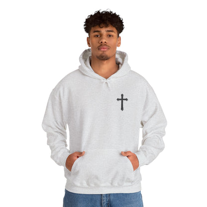 Warrior’s Black Cross Men’s Hoodie – Front & Back Christian Apparel | Ephesians 6:11