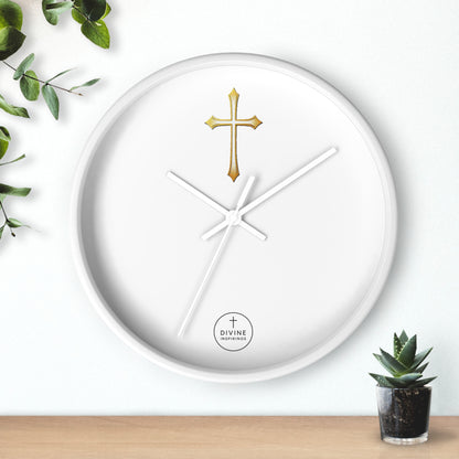 Stunning Gold Cross Wall Clock – Elegant Christian Home Decor