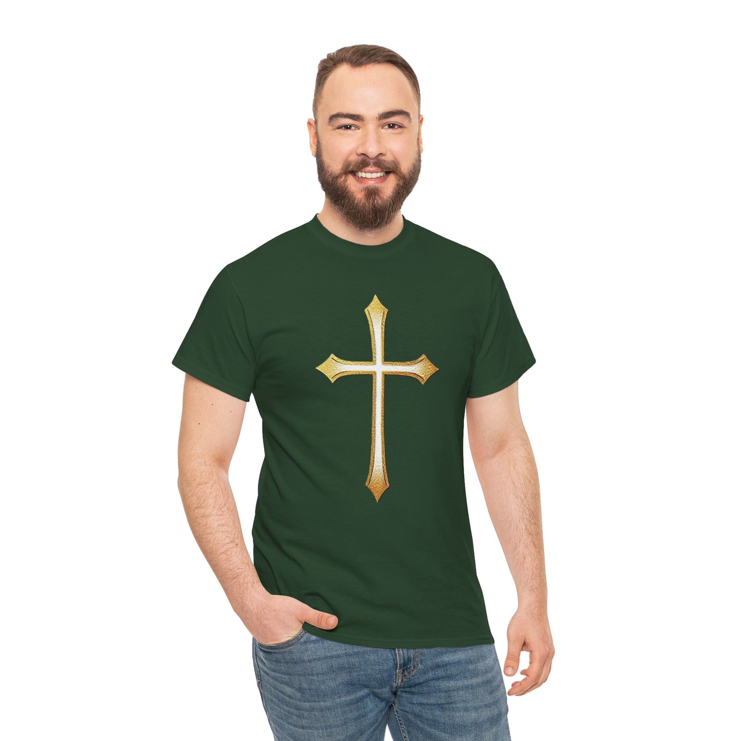 Men’s Gold Cross Tee – Christian Faith-Inspired Apparel