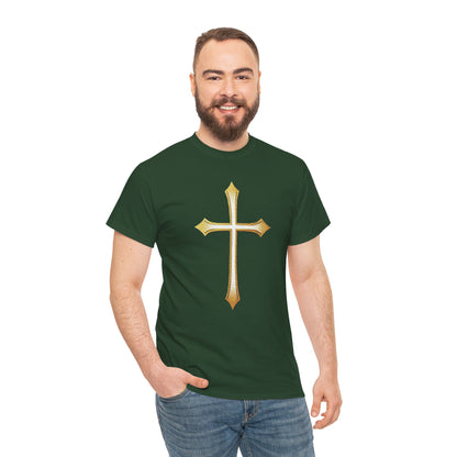 Men’s Gold Cross Tee – Christian Faith-Inspired Apparel