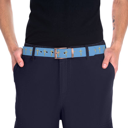 Light Belt in Blue – Gold Cross Pattern