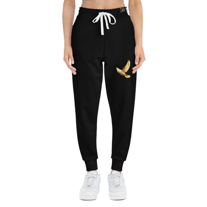 Peaceful Spirit Women's Jogging Pants in Black with Dove in Flight Design