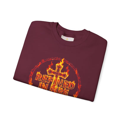 Men’s “Refined in Fire” Christian Sweatshirt – Bold Flame Design Pullover