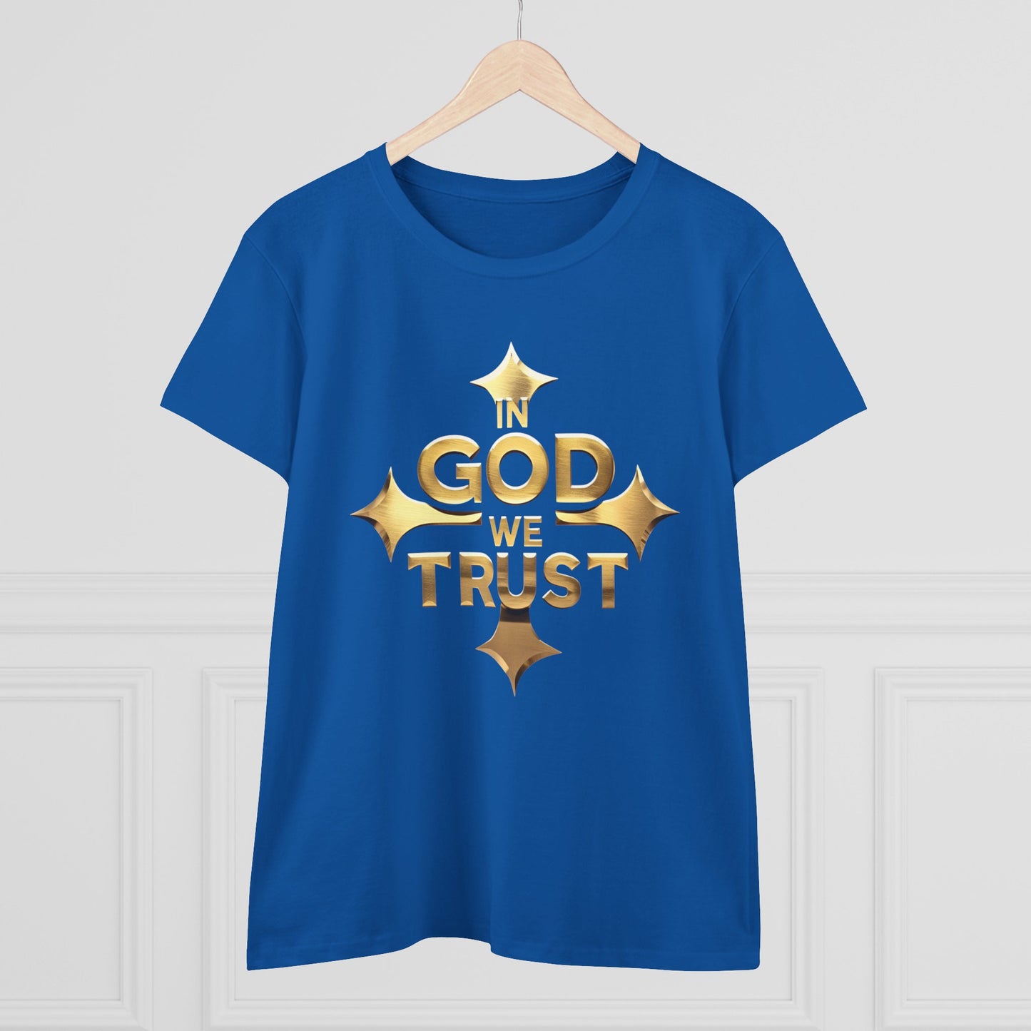 Grace & Glory – Women’s “In God We Trust” Cross Tee