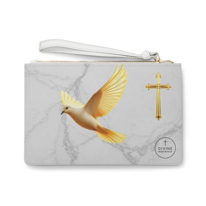 Grace in Flight, Faith in Gold Marble Clutch