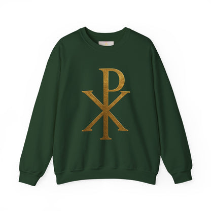 Divine Comfort – Women’s Gold Chi Rho Christian Sweatshirt
