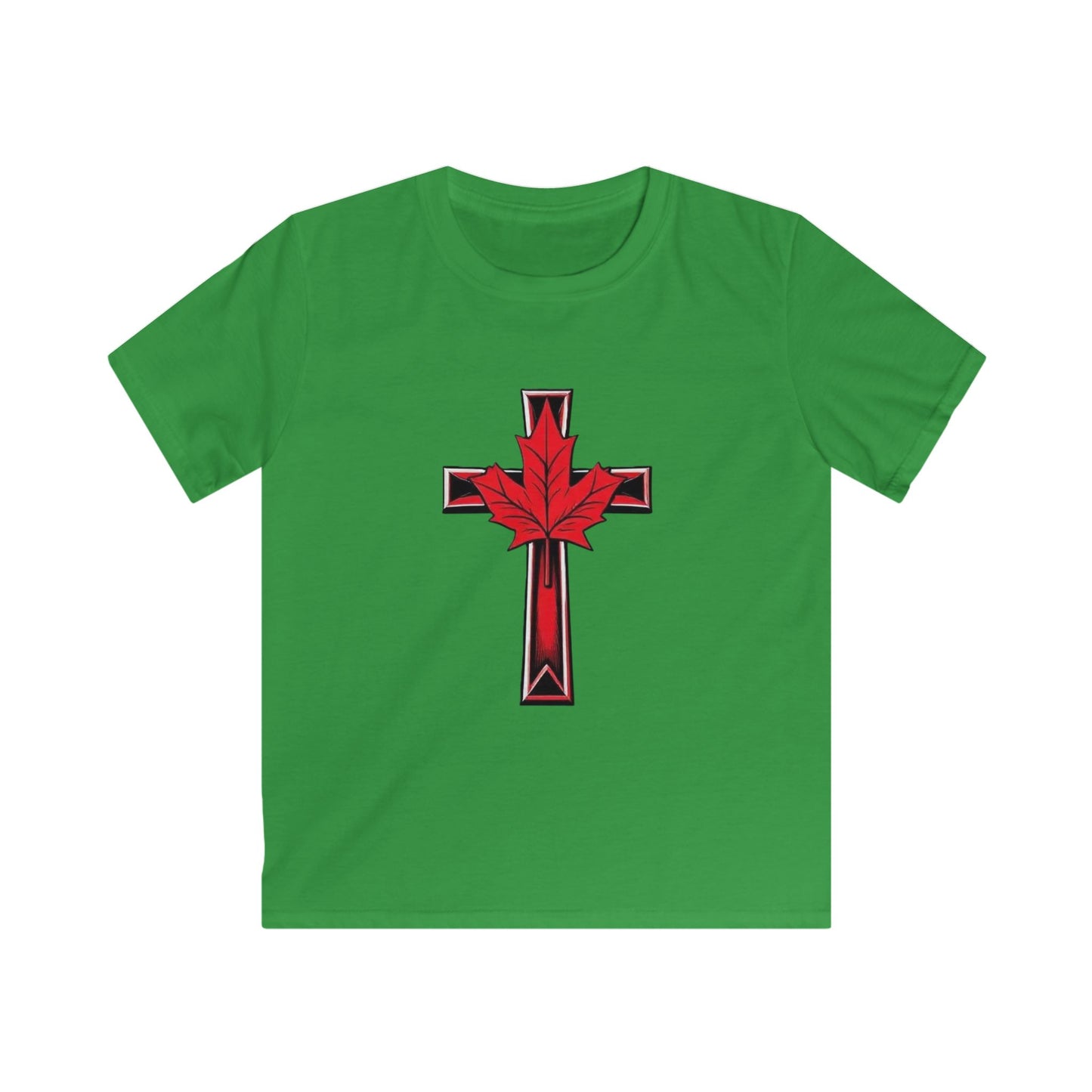 True North in Christ – Softstyle Tee with Cross & Maple Leaf