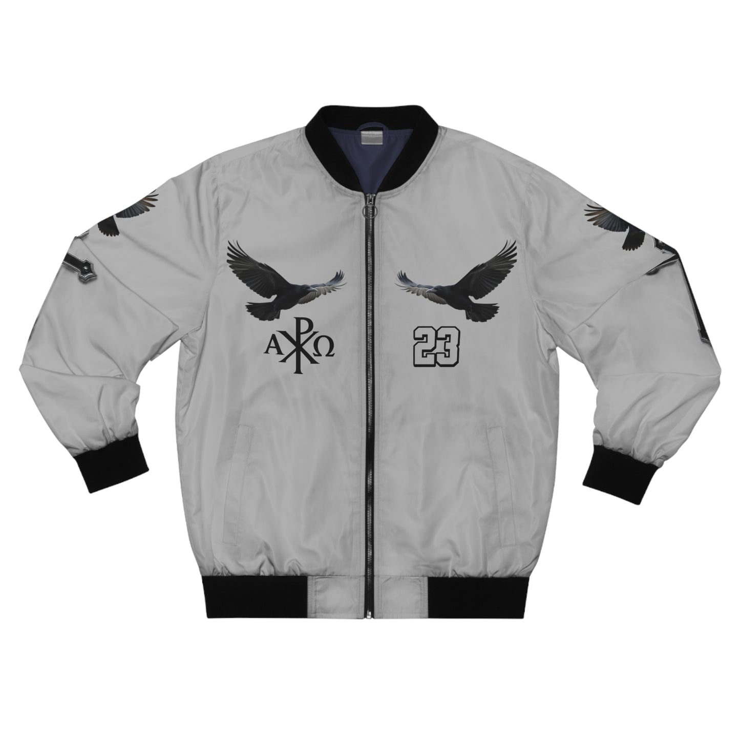 Faithful Guardians – Cross & Crows Men’s Bomber Jacket in Grey