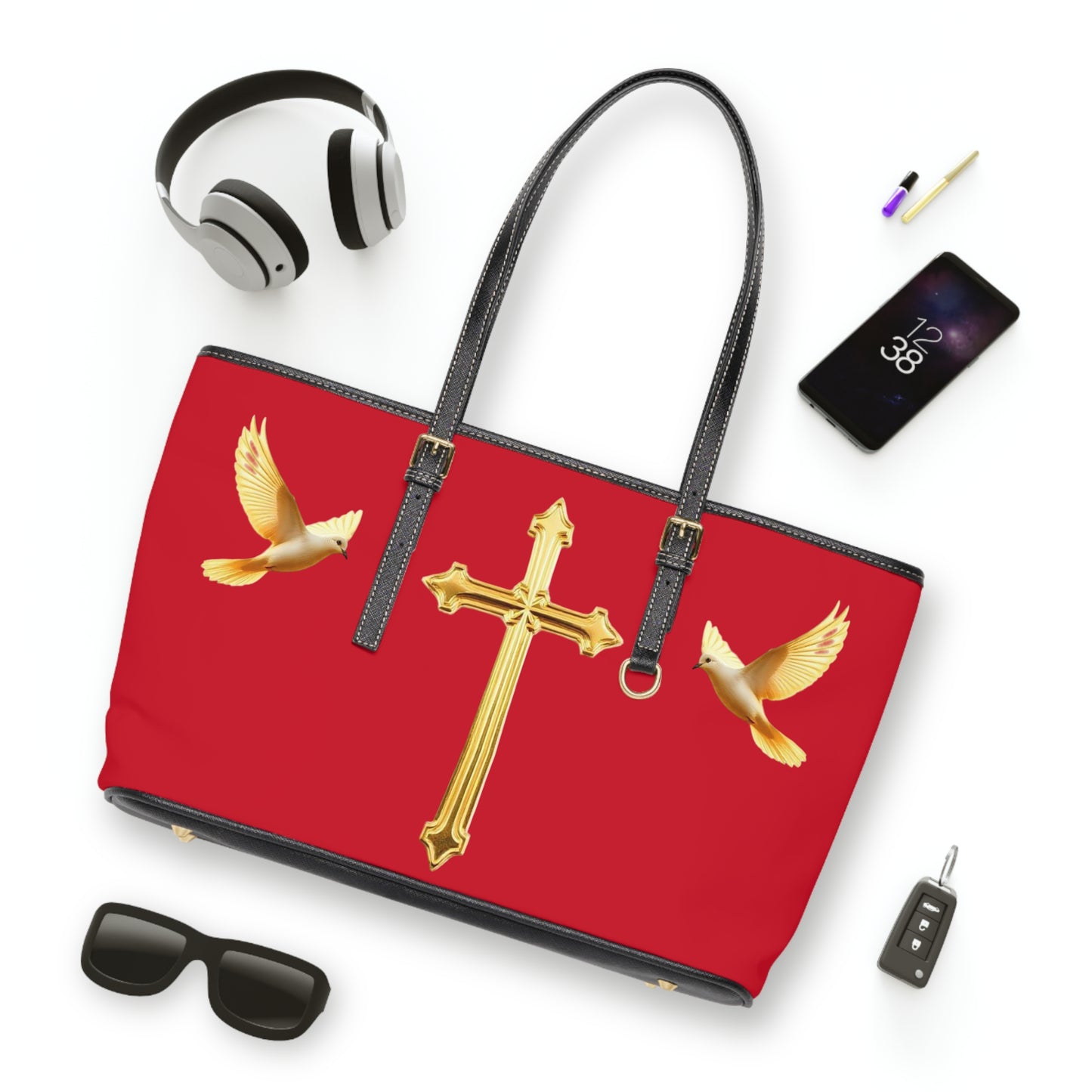 Faith, Peace, and Renewal Shoulder Bag in Red