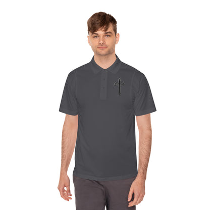 Men’s Black Cross Polo Shirt – Classic Faith-Inspired Style