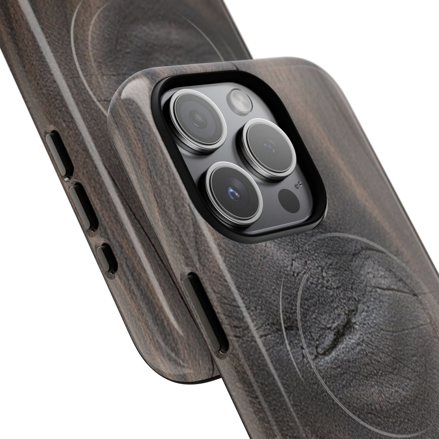 Faith Rooted in Strength – Dark Wood Grain iPhone Magnetic Tough Case