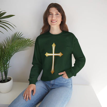 Women’s Gold Cross Sweatshirt – Christian Faith Apparel