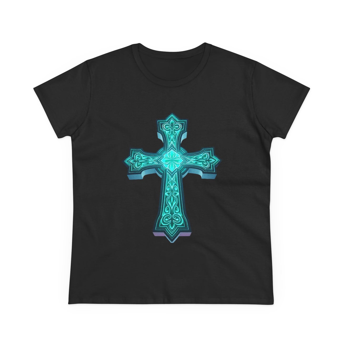 Women’s Light Within Fitted Tee – Luminous Cross Design