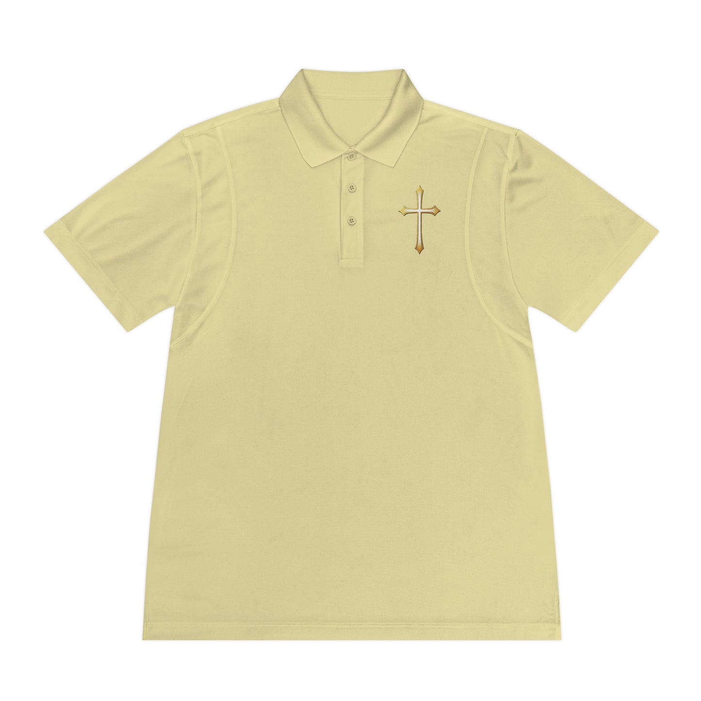 Men’s Modern Gold Cross Polo Shirt – Sleek Faith-Inspired Design