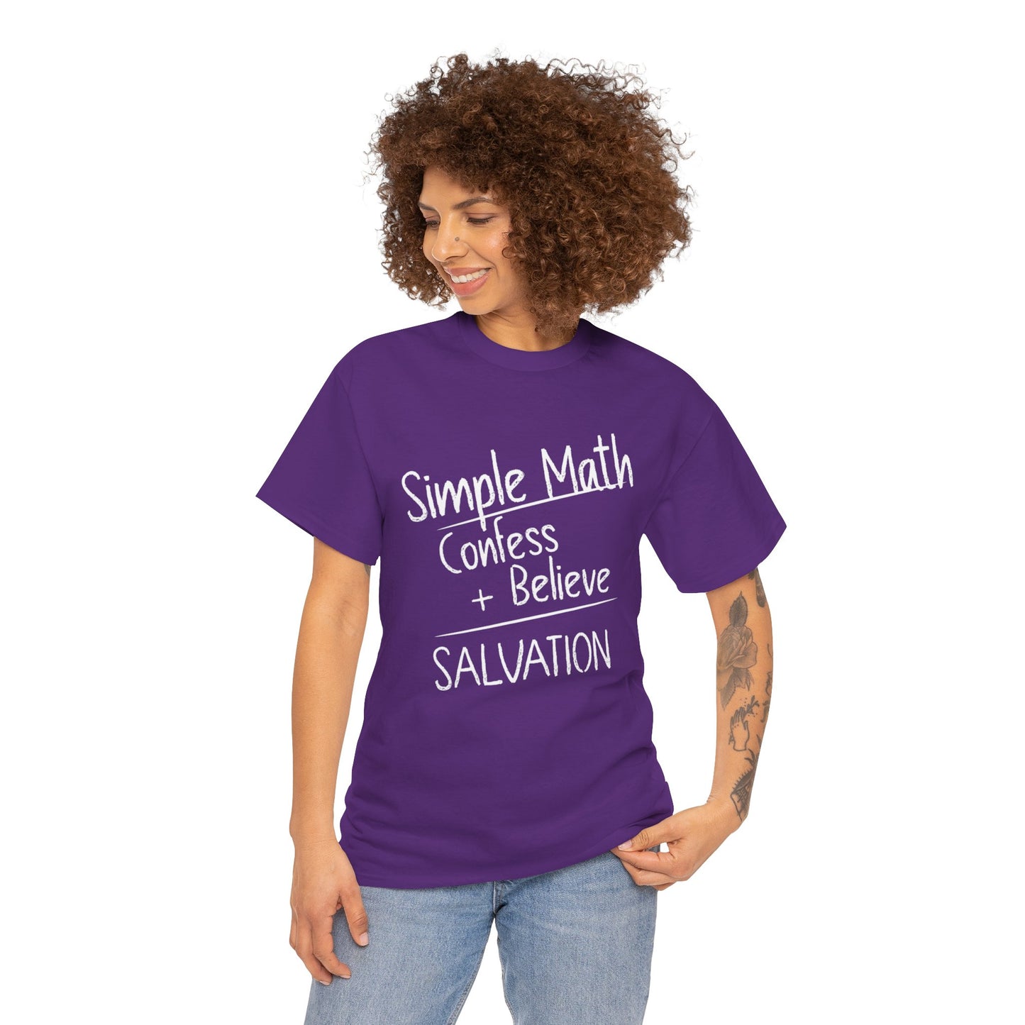 Simple Math of Salvation Women’s Christian T-Shirt (White Chalk)