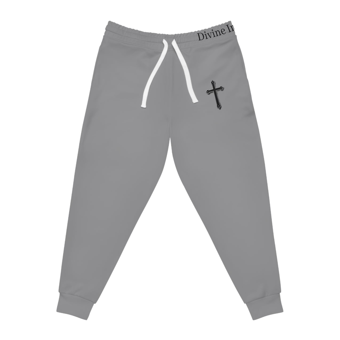 Men’s Black Cross Jogger Pants in Grey – Faith-Inspired Comfort & Everyday Style