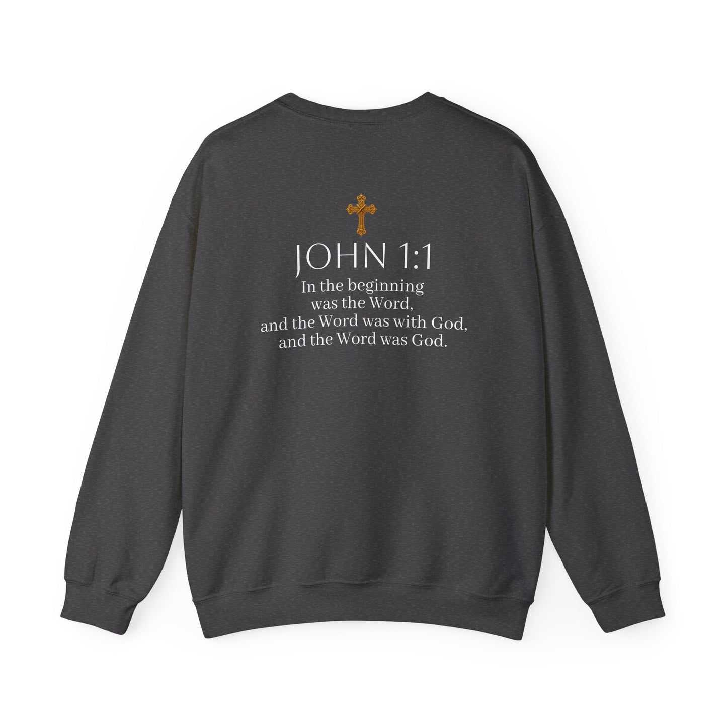 “The Word Eternal” – Women’s Christian Sweatshirt with White Lettering (John 1:1)