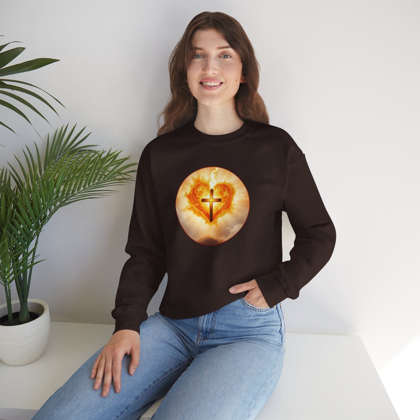 Women’s Sacred Heart Christian Sweatshirt – Symbol of Divine Love Pullover