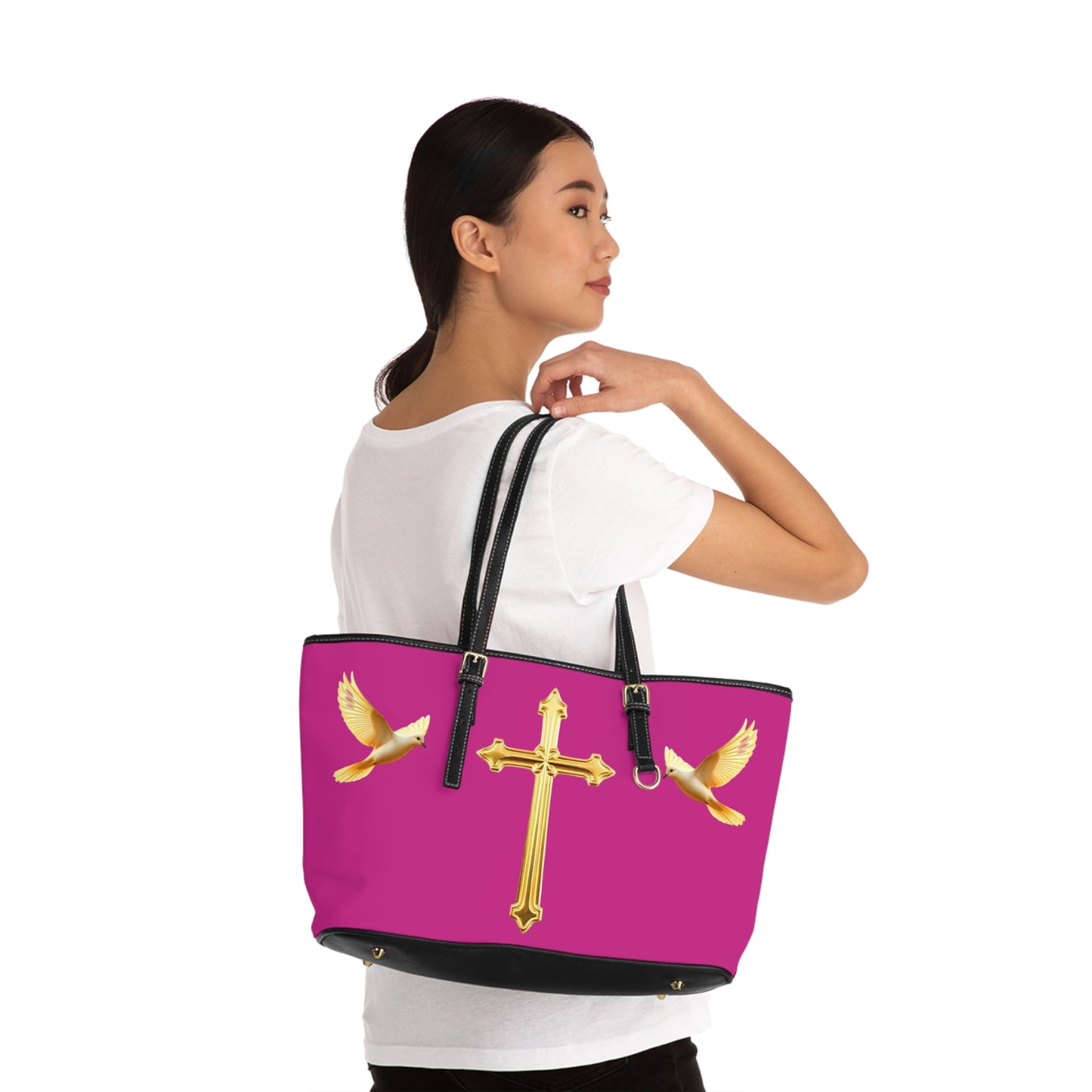 Faith, Peace, and Renewal Shoulder Bag in Fuchsia