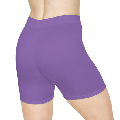 Chi Rho Women’s Biking Christian Shorts in Purple – Strength and Victory in Christ