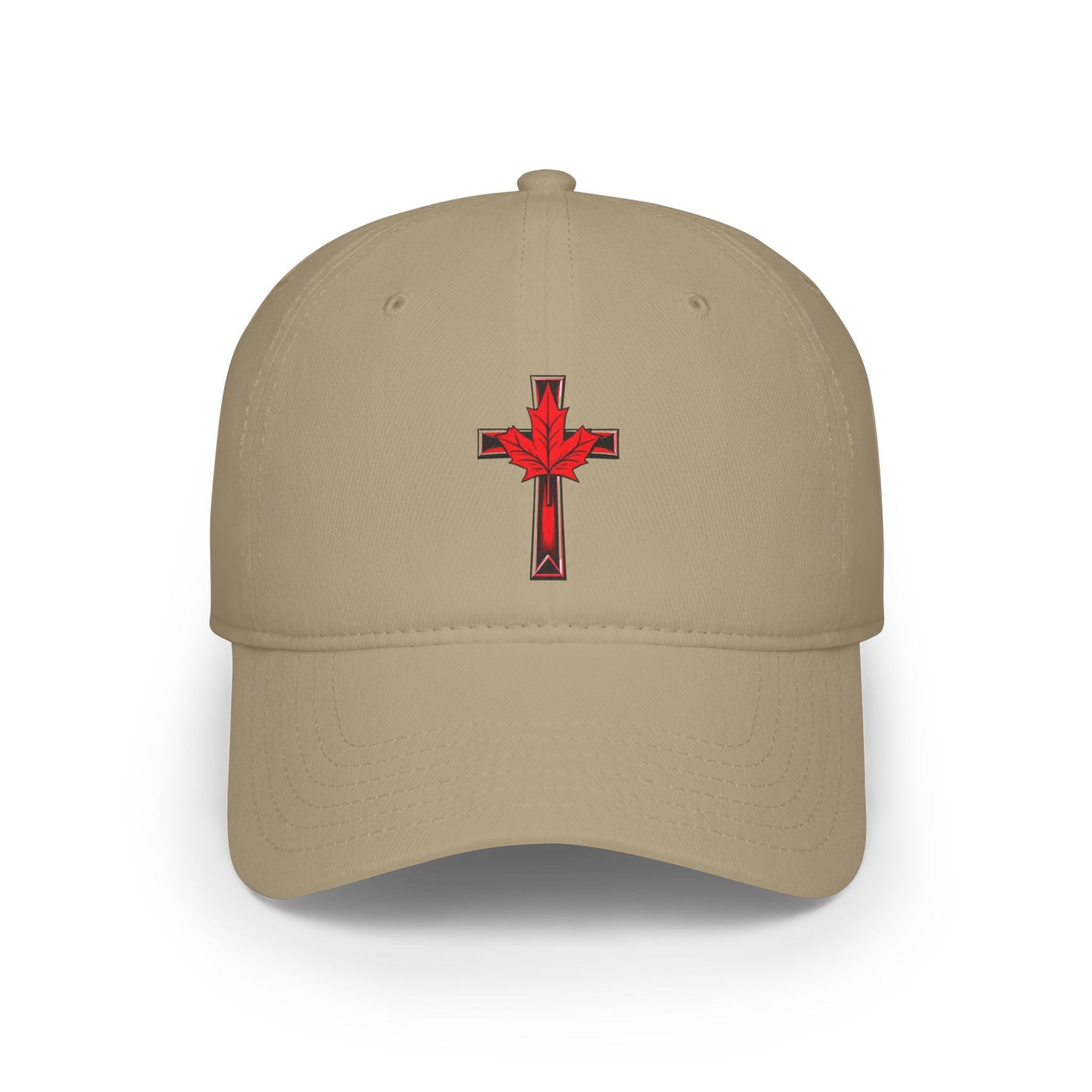 Canadian Cross Low Profile Baseball Cap – Christian Maple Leaf Hat for Faith & Country