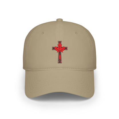 Canadian Cross Low Profile Baseball Cap – Christian Maple Leaf Hat for Faith & Country
