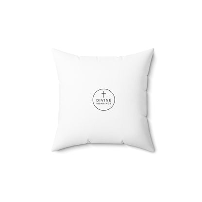 Gold Chi Rho White Square Pillow – Elegant Christian Symbol Accent