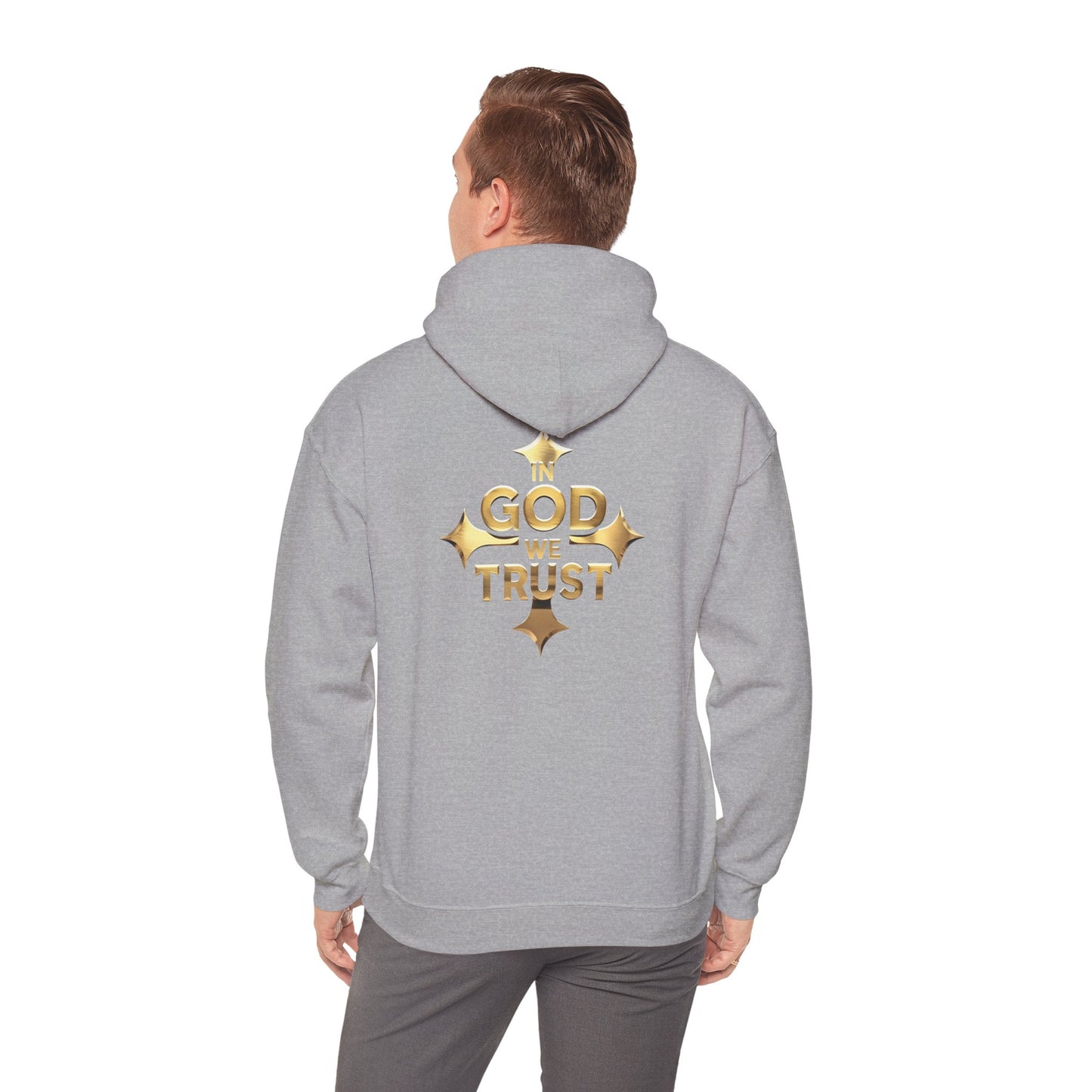 In God We Trust (Gold) - Men's Christian Hoodie with Golden Cross