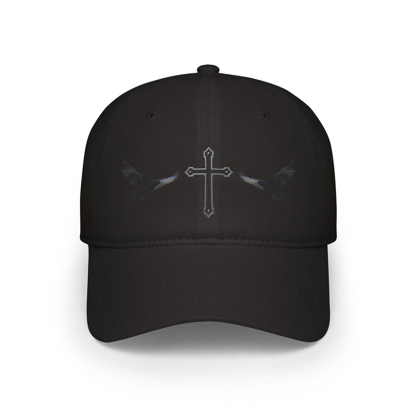 Wings of Providence” – Black Cross & Crow Embroidered Cap