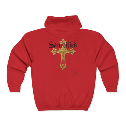 Sanctified Women's Gothic Cross Zip-Up Hoodie – Faith & Comfort