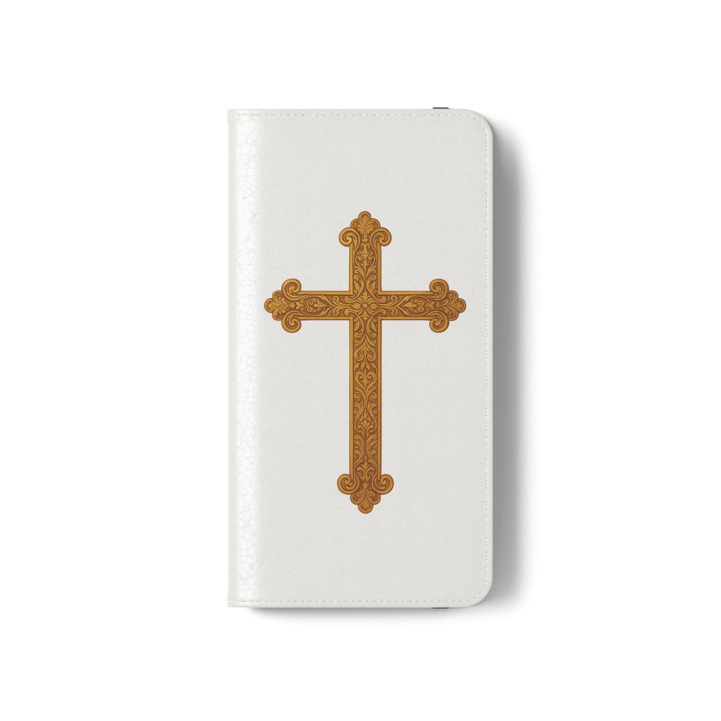 White with Gold Cross & 1 Corinthians 1:18 - Samsung Flip/Wallet Phone Case