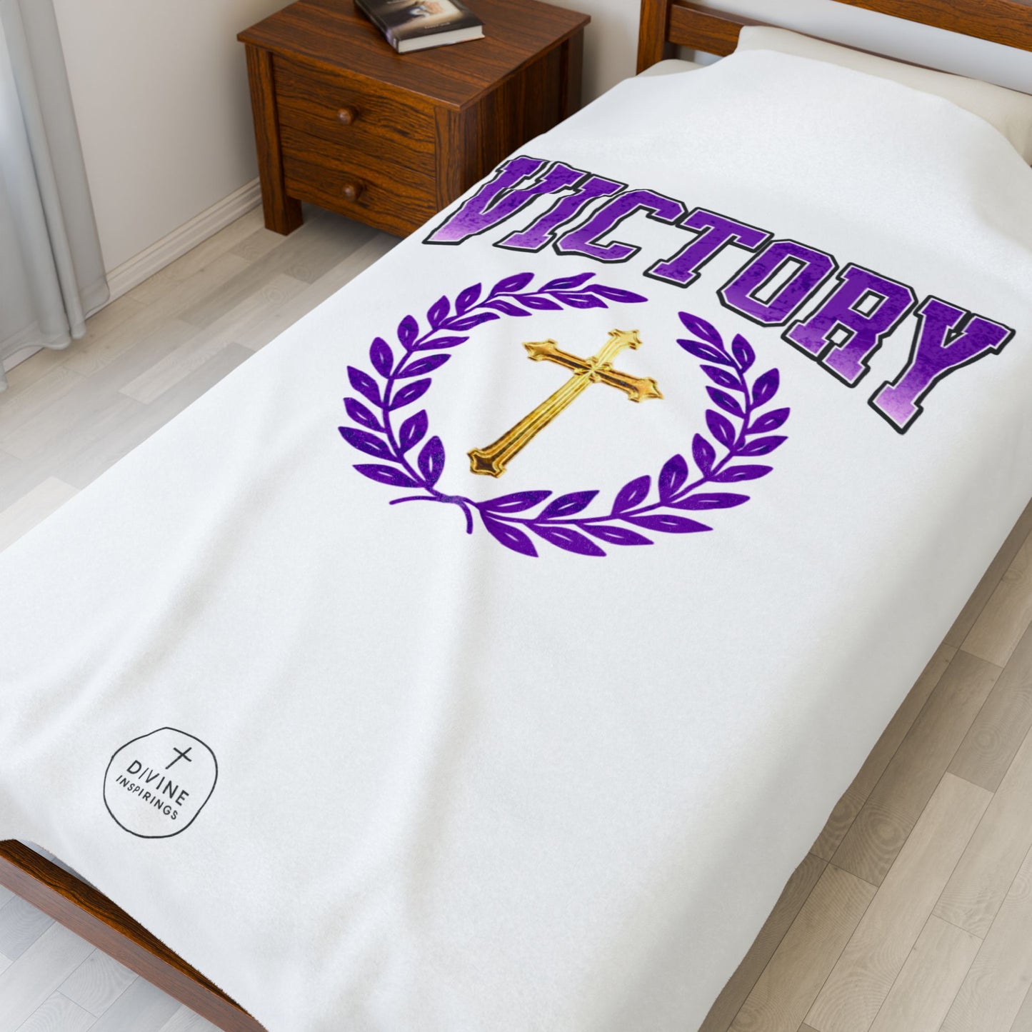 Victory in Christ Plush Velveteen Blanket