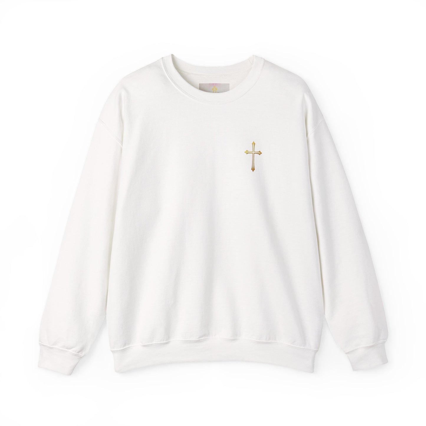 Men’s Elegance w/ Gold Cross Sweatshirt – Subtle Christian Faith Apparel