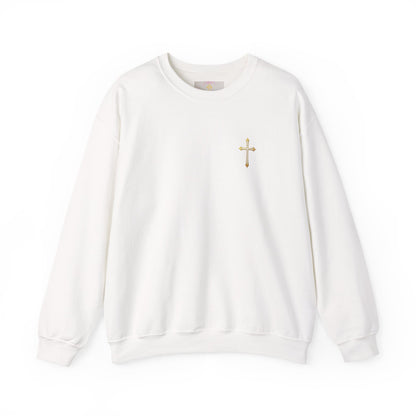 Men’s Elegance w/ Gold Cross Sweatshirt – Subtle Christian Faith Apparel