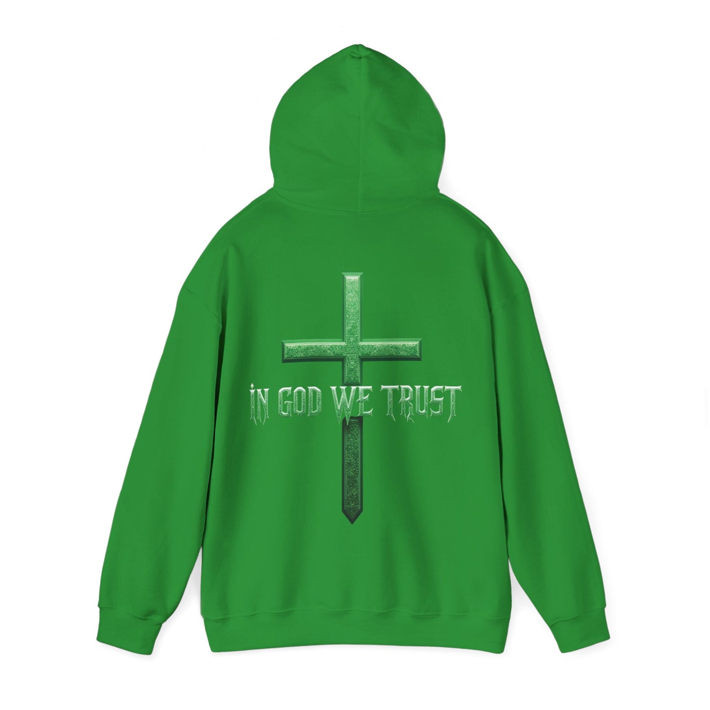 Stand Firm – Men’s Christian Hoodie with “In God We Trust” Cross Design