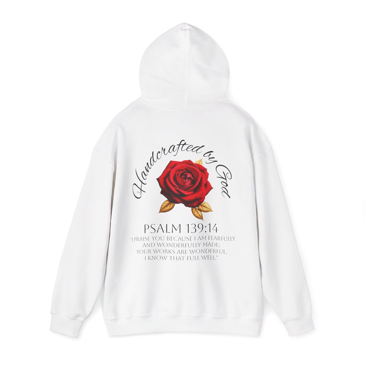 Handcrafted by God Rose Women's Hoodie – Christian Apparel (Dark Lettering)