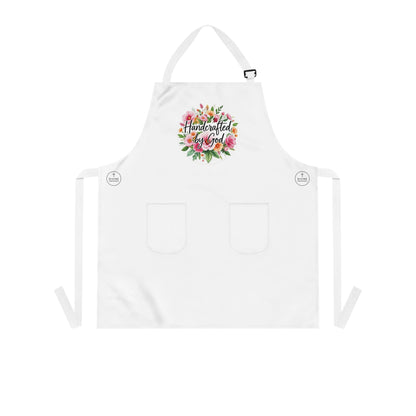 Handcrafted by God Floral Apron — Inspirational Kitchen Apron for Christian Crafters & Bakers