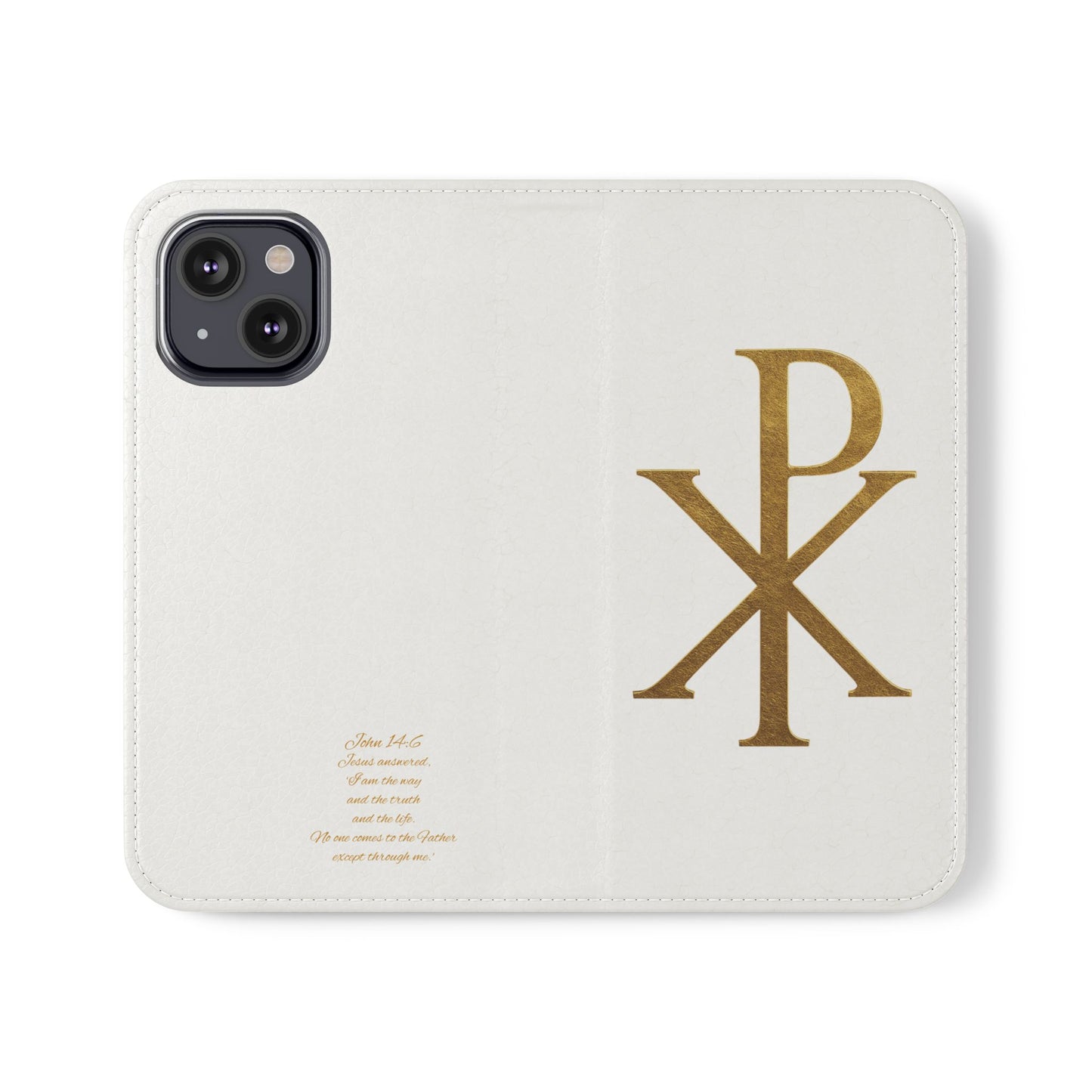 White Chi Rho Folding Case for iPhone – Faith in Every Step