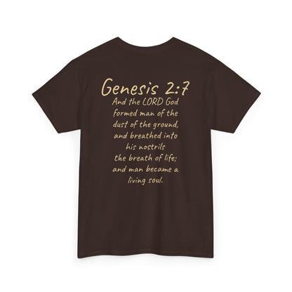 Formed from the Dust | Men’s Christian T-Shirt with Genesis 2:7 (Light Lettering)