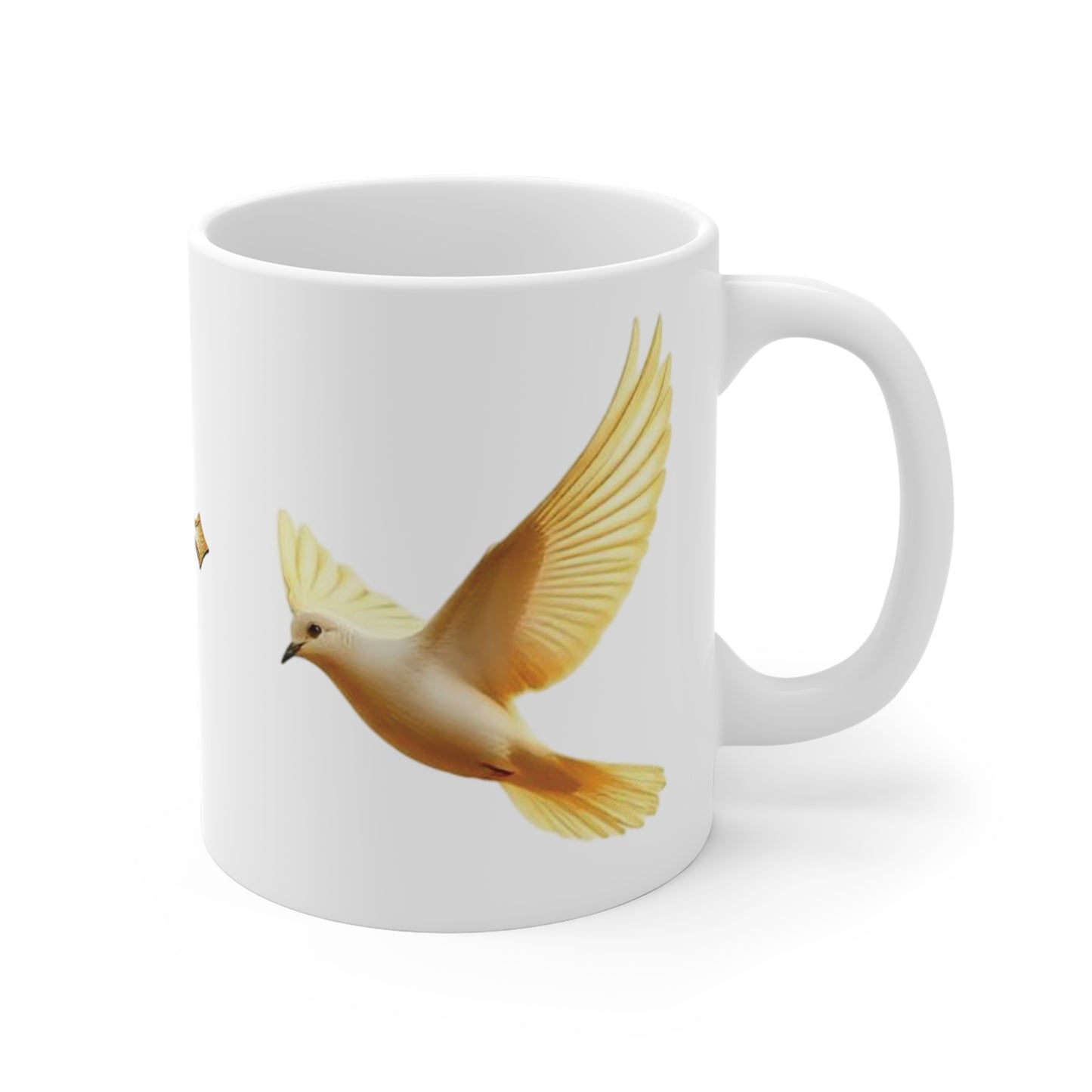 Gold Cross & Dove Mug – Peace and Faith in Every Sip