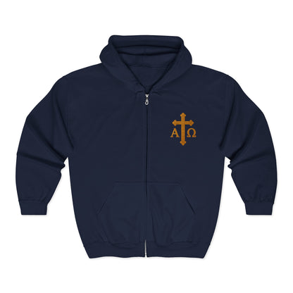 Alpha & Omega Zip-Up Hoodie for Men