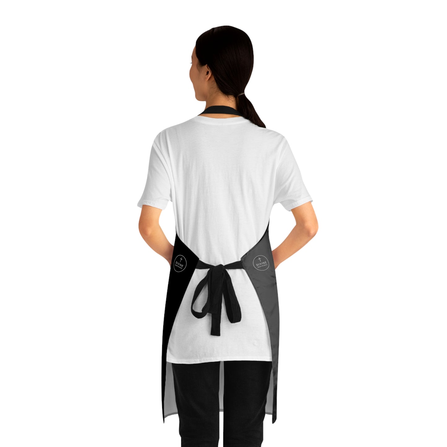Floral Cross Christian Kitchen Apron in Black – Faith & Beauty in Every Meal