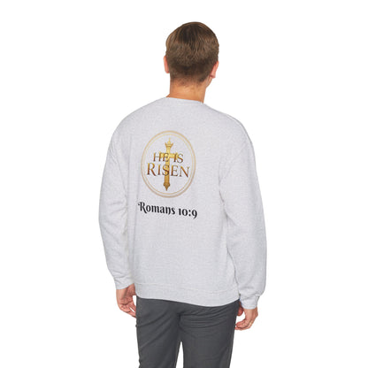 Romans 10:9 Christian Sweater – Jesus Is Lord & He Is Risen (Dark Lettering)