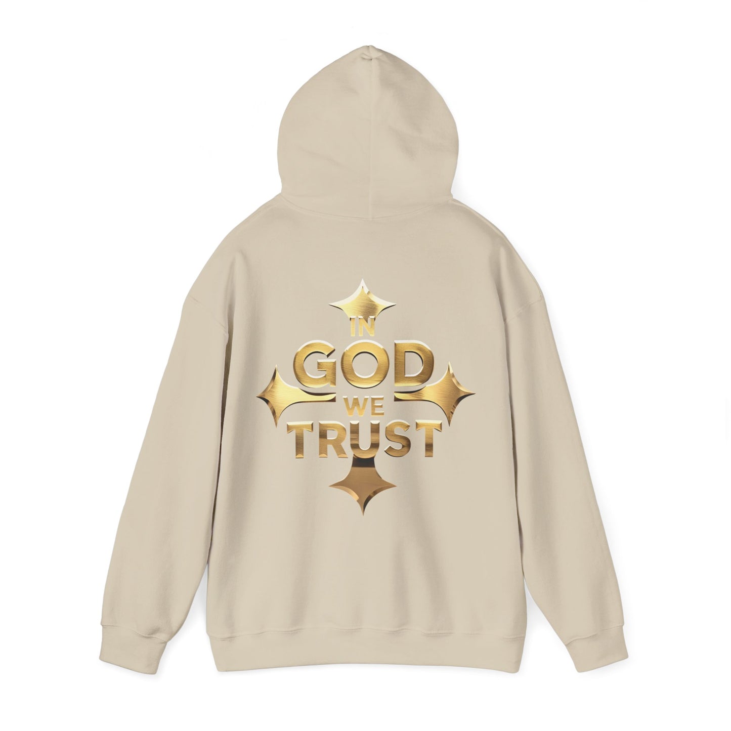 Bold Faith in Gold – “In God We Trust” Christian Men’s Hoodie