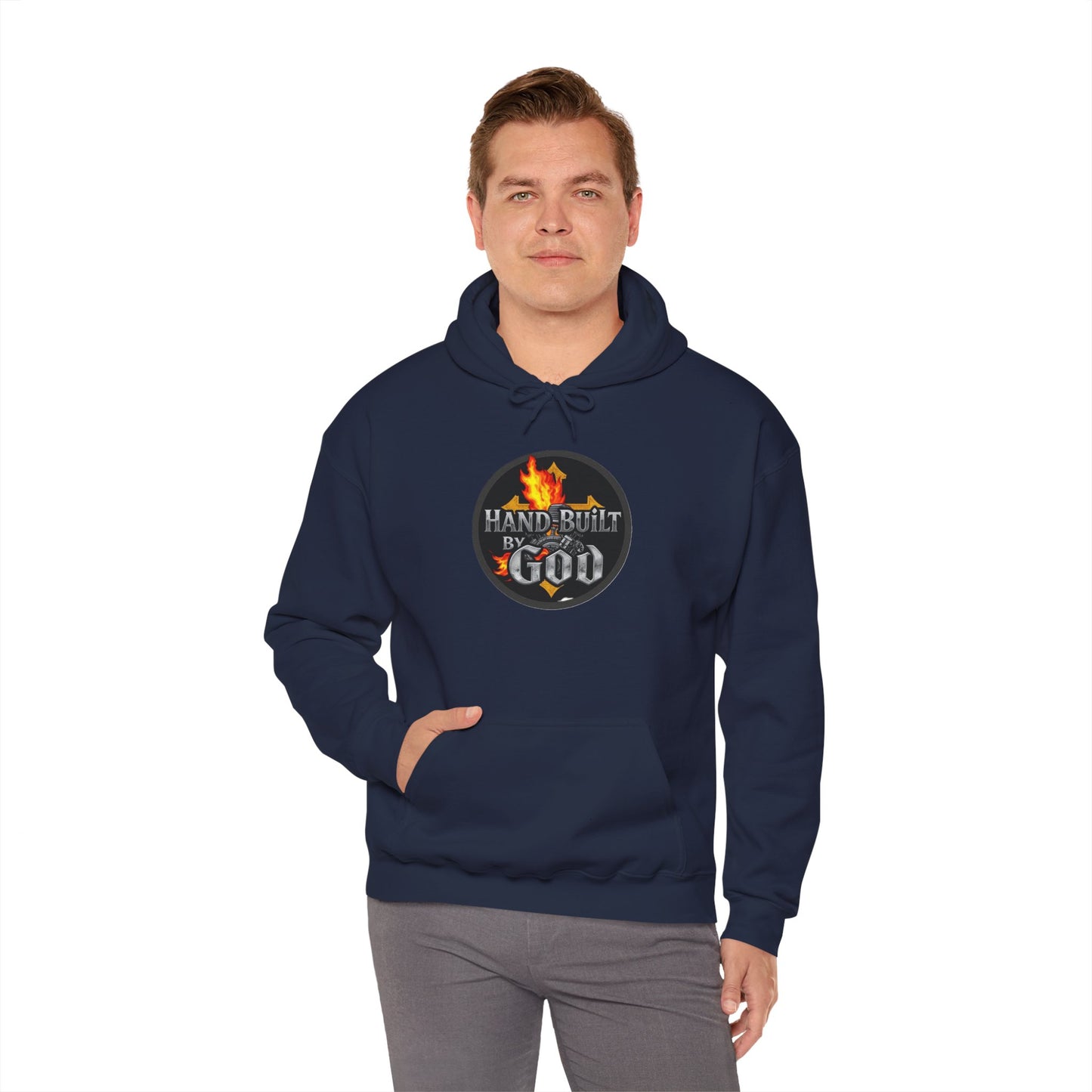 Hand Built By God - Bold Christian Men’s Hoodie