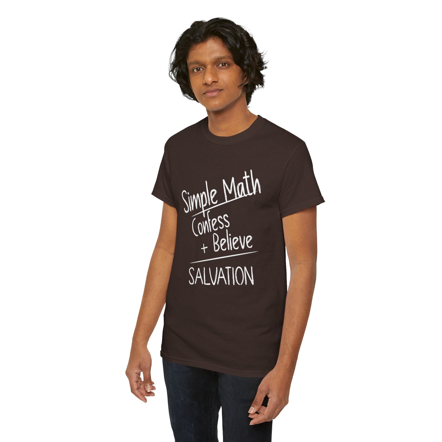Simple Math of Salvation Men’s Christian T-Shirt (White Chalk)