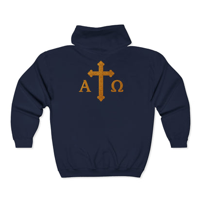 Alpha & Omega Zip-Up Hoodie for Men