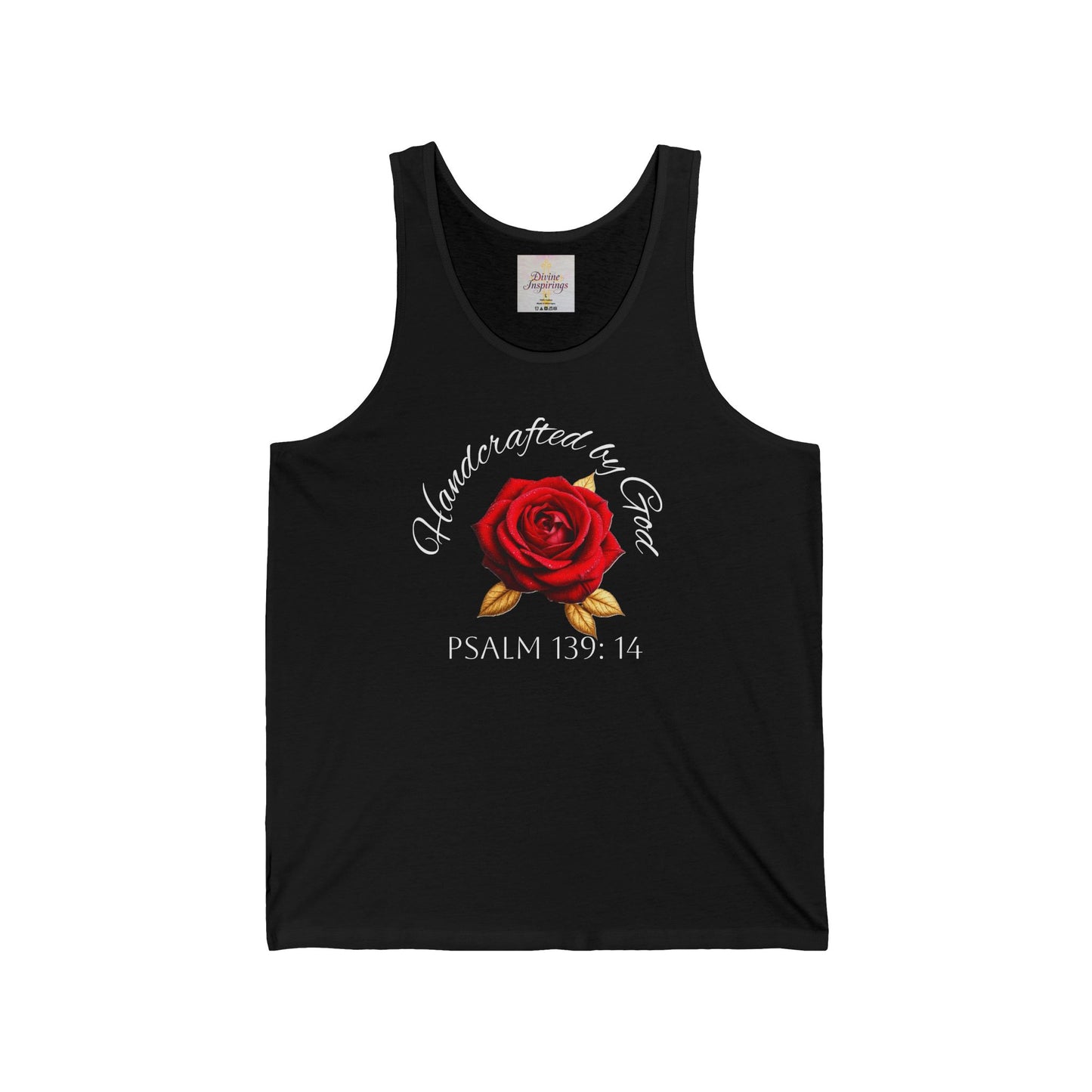 Handcrafted by God Rose Women's Tank – White Lettering