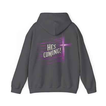 Back to Glory – Women’s Christian Hoodie with “He’s Coming” and Cross