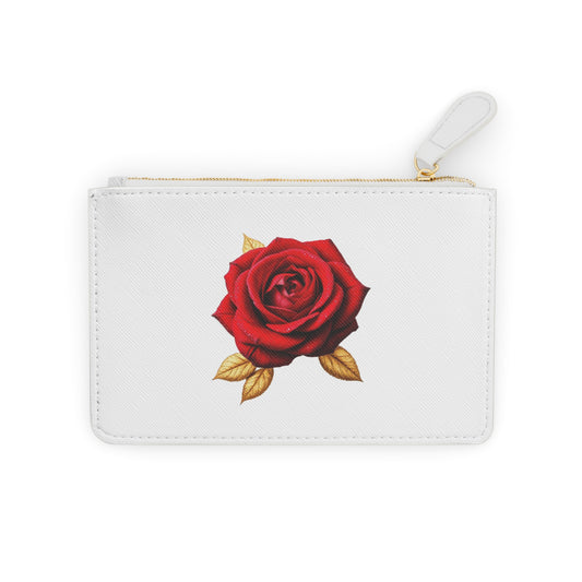 “Rose of Grace” | Women’s Mini Clutch – Red Rose Elegance